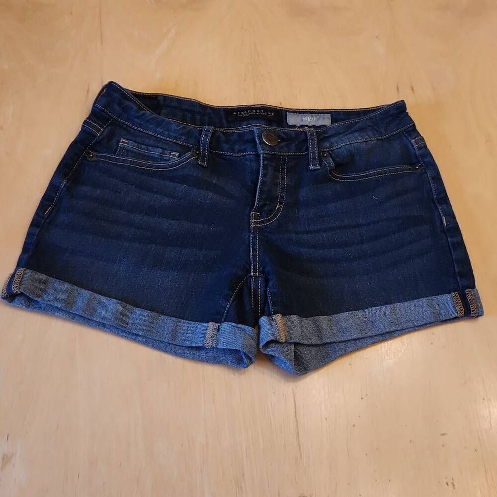 Aeropostale midi dark denim jean shorts women's size 0